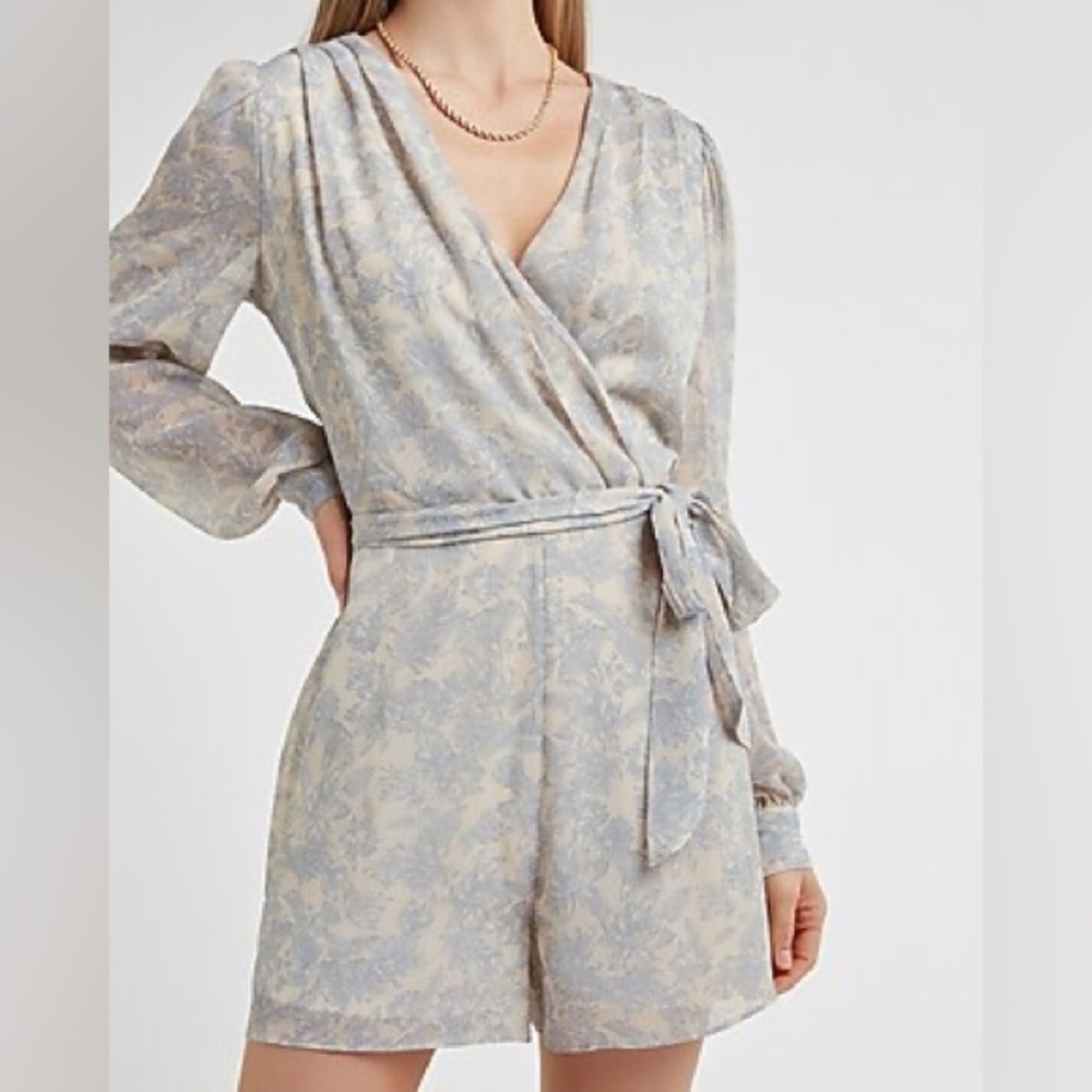 Express Floral Wrap Front Romper size Medium
